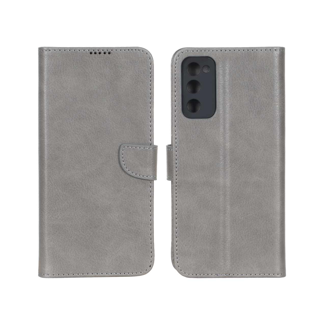 کیف چرمی موبایل مگنتی محافظ لنزدار KRF مدل Samsung Galaxy S20 FE - طوسی